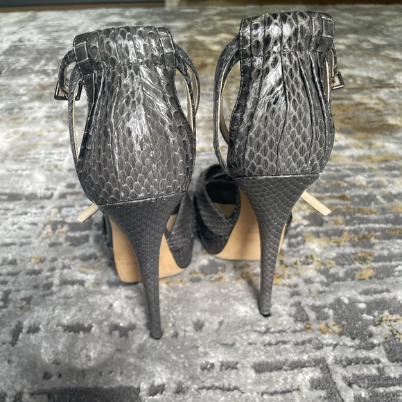Jimmy Choo Greta Grey Snake Print Platform Heels - Picture 3 of 4